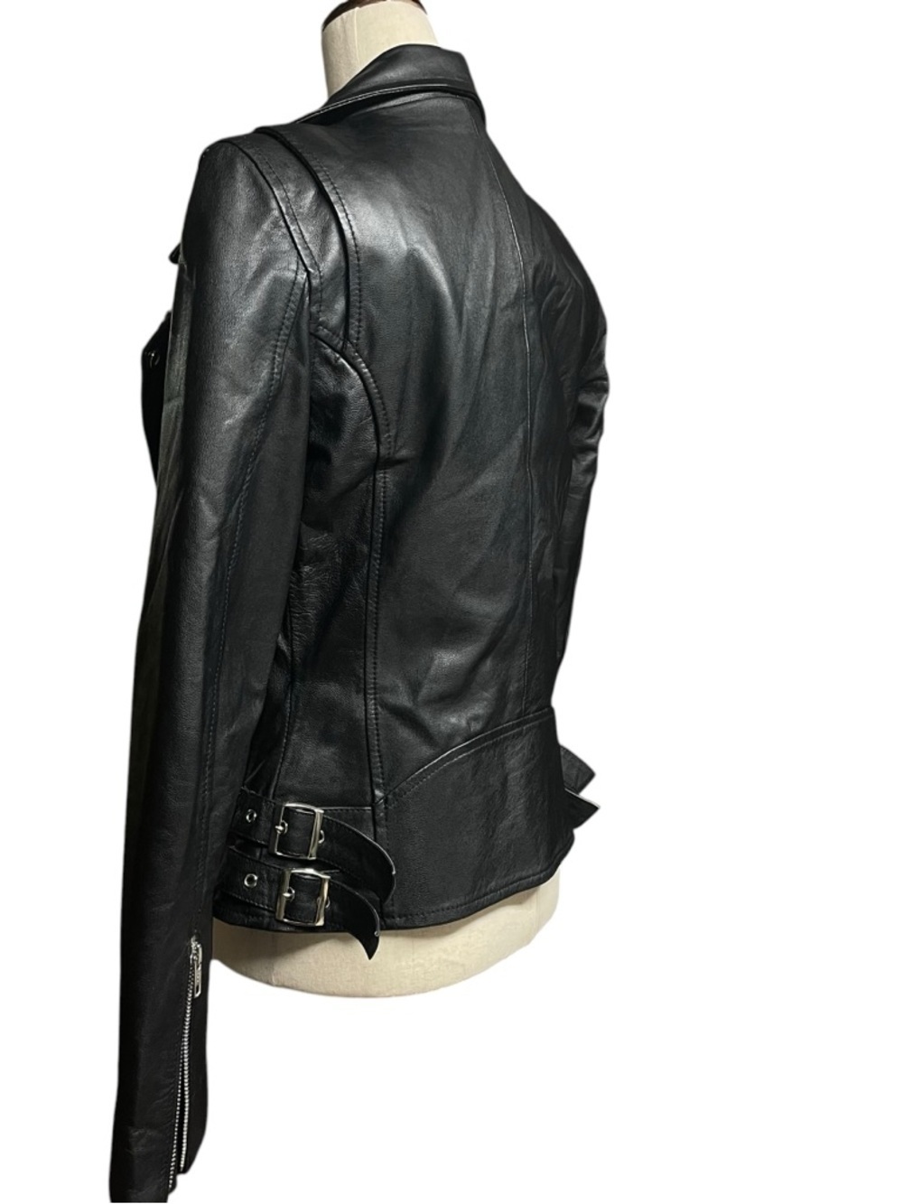 The Bali Tailor The Stevie Biker Black Leather Moto Jacket Size M — image 3 of 8